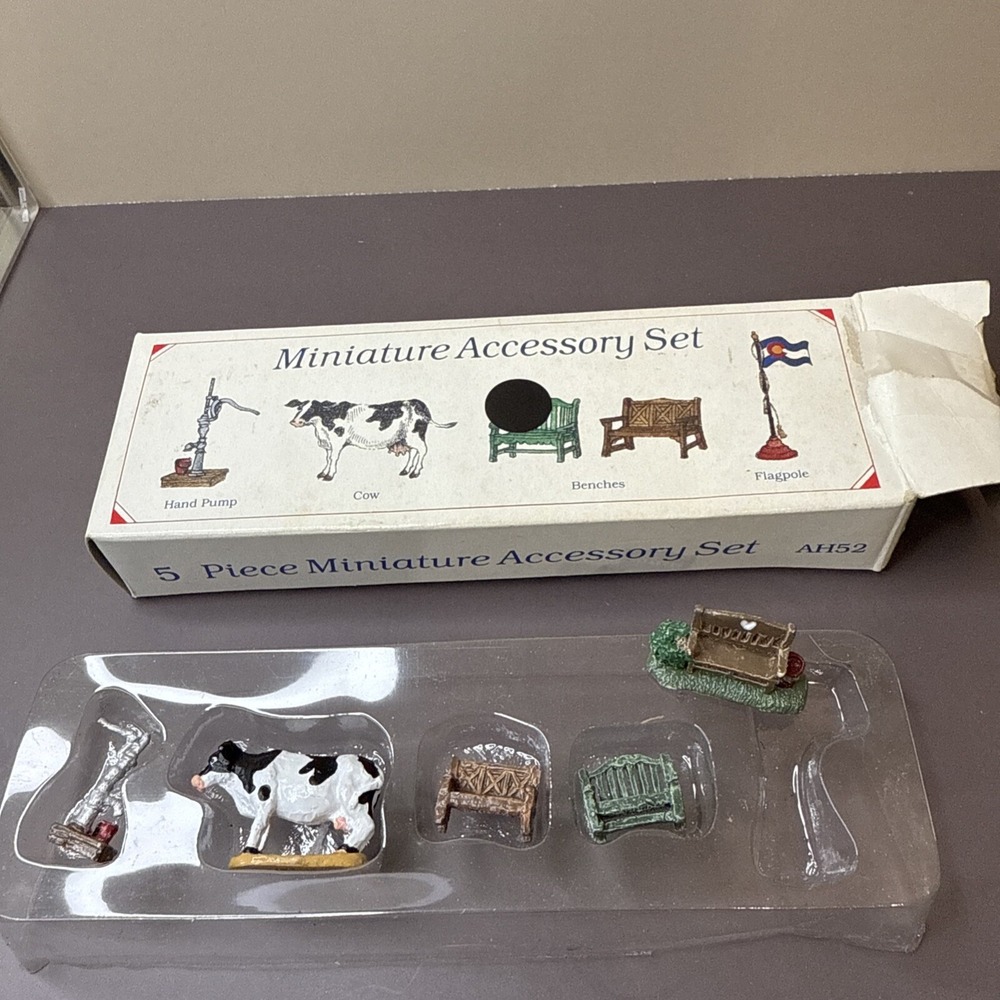 COLLECTIBLE Liberty Falls Miniature Accesory Set - cow, benches, pump SEE DESC!!
